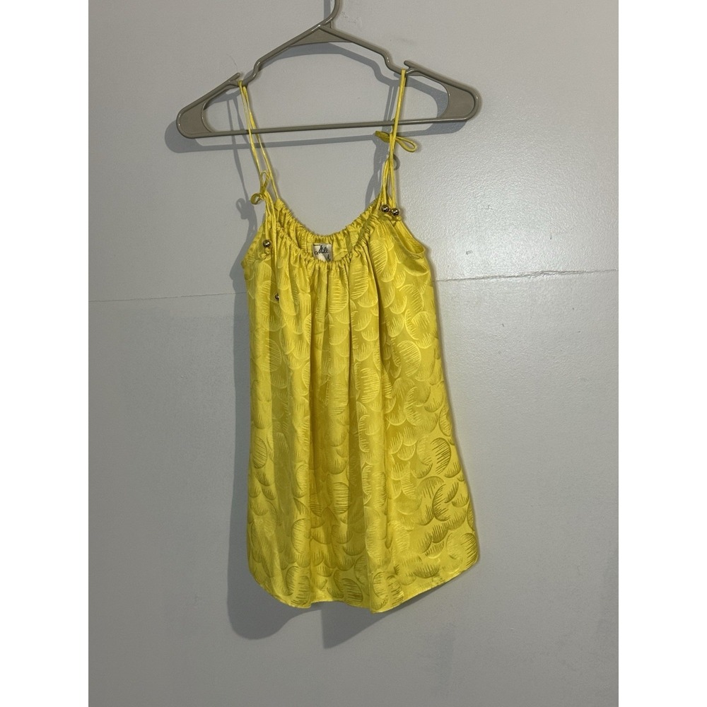 Milly If New York Floral Embossed 100% Silk Bright Yellow Blouse Women's Size 2